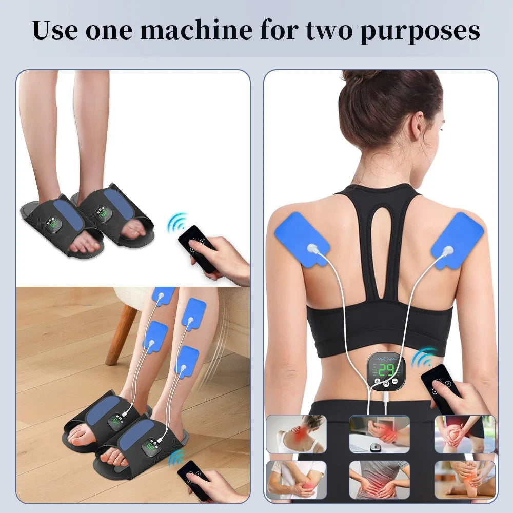 EMS Foot Massager Slippers with Remote Control | Electric Foot Stimulation Shoes, 10 Modes, 29 Intensity Levels, Muscle Relaxation Device