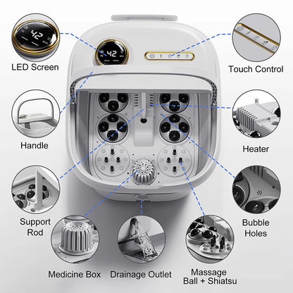 Foot Spa Bath Massager | Bubble Foot Bath Soaker Tub, Heat Control & Pedicure Rollers
