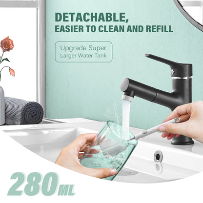 Cordless Water Flosser for Teeth 280ml | 4 Modes, 6 Jets, USB Rechargeable Oral Irrigator | Portable Dental Cleaner for Travel & Home Use