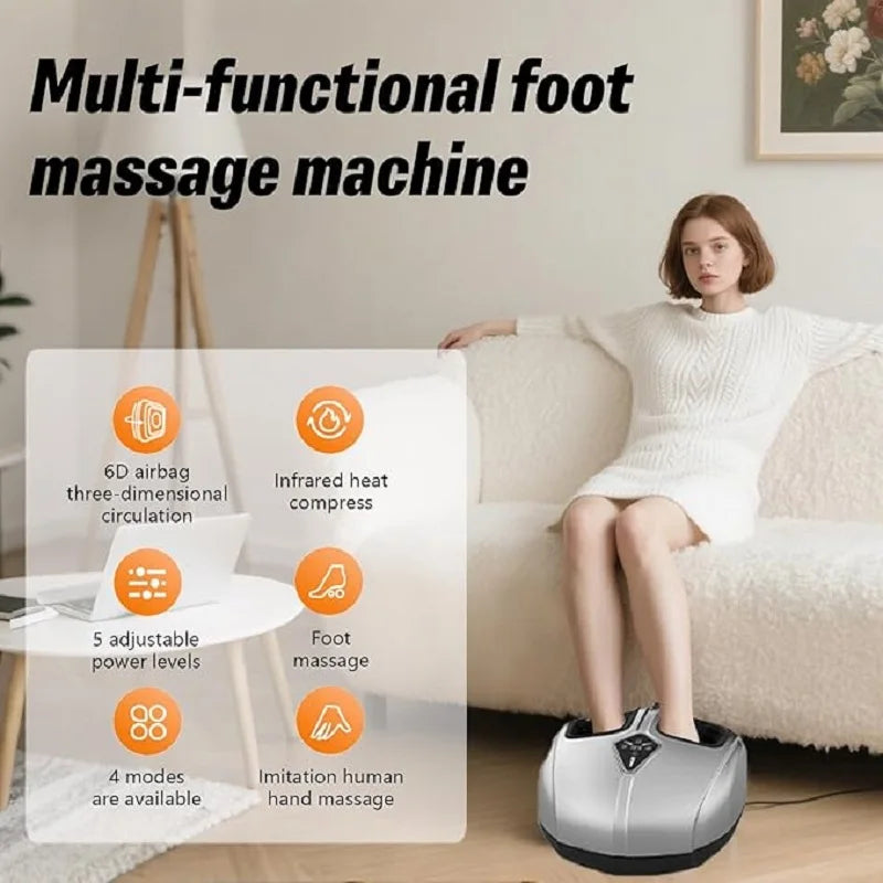 Shiatsu Foot Massager with Heat & Compression | Deep Kneading Foot & Calf Massager Machine, Airbag Pressure, Circulation Support