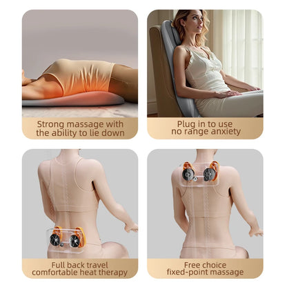 Full-Body Massage Seat | Dual-Rail Back Massage, Heat Therapy, Vibration & Home/Car Use