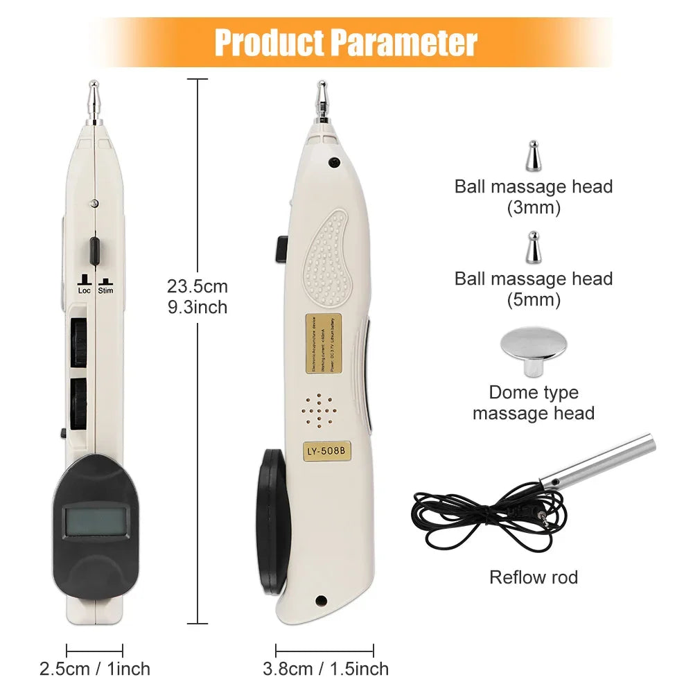 Electric Acupuncture Pen with LCD | Pain Relief Tool with 3 Probes & 10 Intensity Levels | Rechargeable Meridian Therapy by vitaAsana