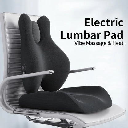 Lumbar Support Pillow for Office Chair | Memory Foam Back Support Cushion with Heat and Vibration | Car and Seat Support
