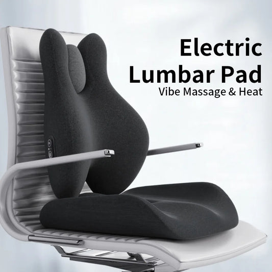Lumbar Support Pillow for Office Chair | Memory Foam Back Support Cushion with Heat and Vibration | Car and Seat Support