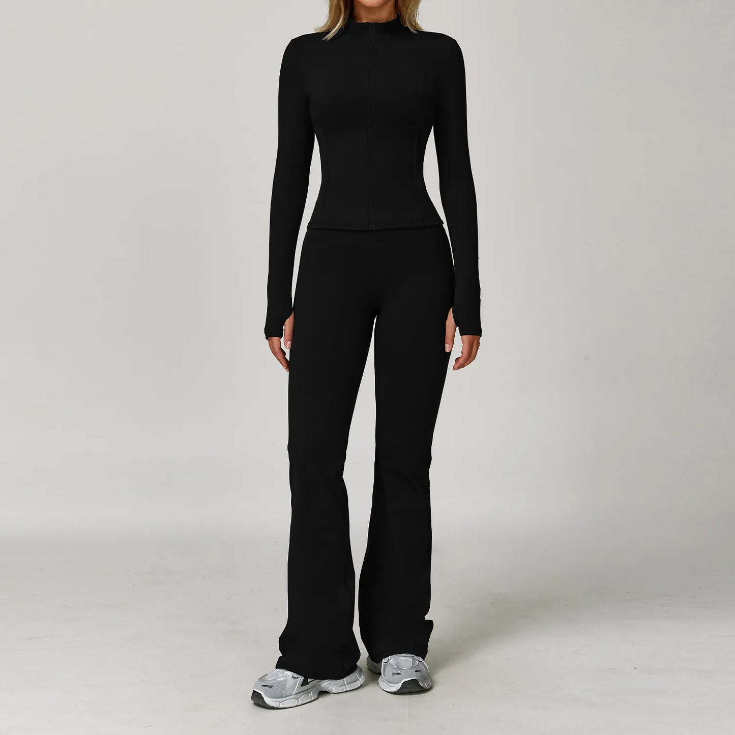 Seamless Yoga Set for Women | Long Sleeve Sports Bra and Leggings Workout Set with Breathable Stretch Fabric