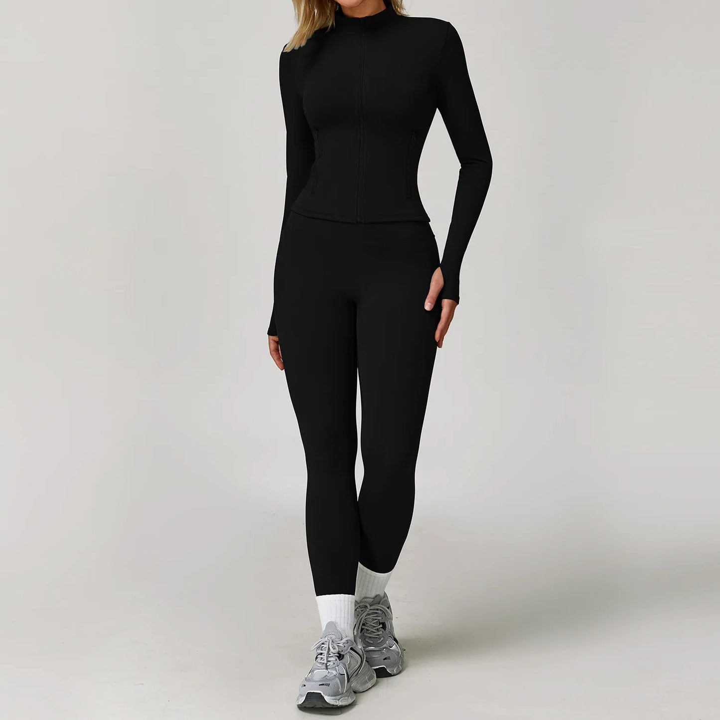 Seamless Yoga Set for Women | Long Sleeve Sports Bra and Leggings Workout Set with Breathable Stretch Fabric