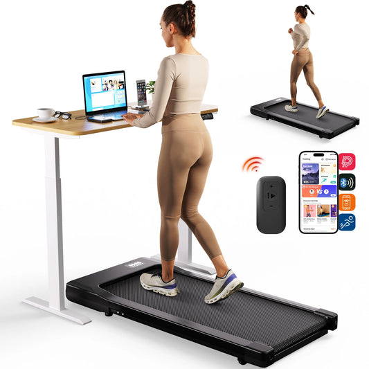 Walking Pad Under Desk Treadmill 2-in-1 | 2.5HP Portable Folding Walking Machine with Remote Control, LED Display & Quiet Motor for Home Office Black