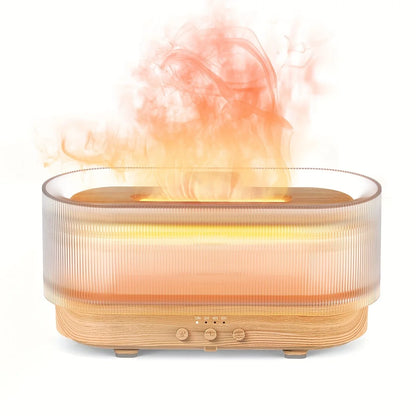 Flame Effect Essential Oil Diffuser | 300ML Aroma Humidifier with LED Firelight & Auto Shut-Off | Quiet, Portable by vitaAsana Wood