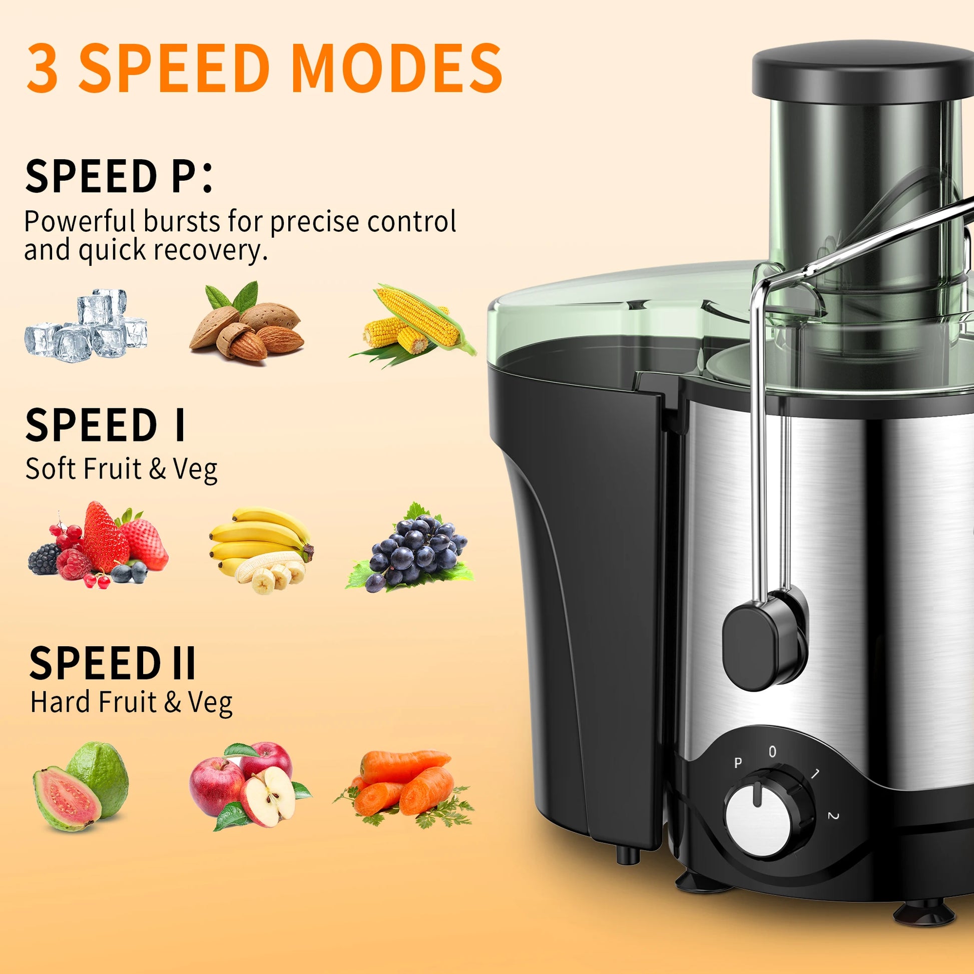 Juicer Machine 600W | Wide Mouth Centrifugal Juicer with Dual Speed & Pulse | High Juice Yield, Easy to Clean, for Fruits & Vegetables