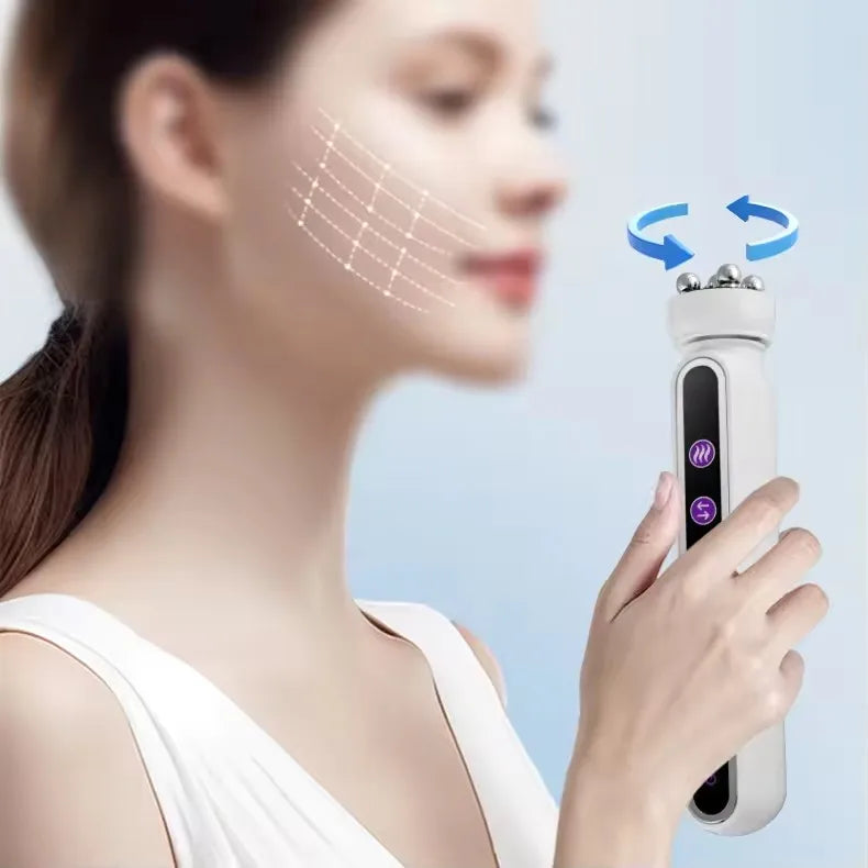 3-in-1 RF EMS Facial Roller | 360° Massager with LED & Heat | Anti-Wrinkle Skin Tightening Device for Face & Body