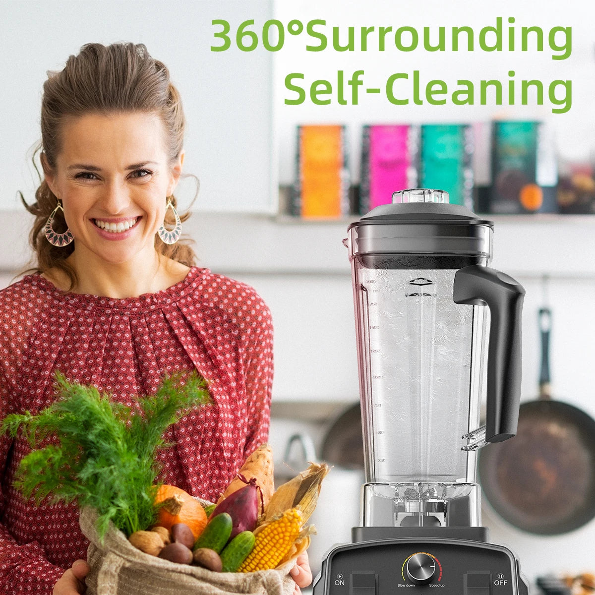 2200W Countertop Blender for Smoothies & Food Prep | BPA-Free 2L Jar, Timer, 6 Blades, Ice Crusher | Powerful Home Mixer with Safety Features