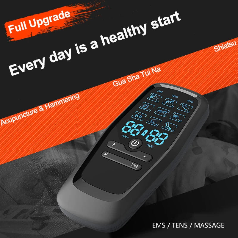 Electric TENS & EMS Muscle Stimulator | 6 Massage Modes, 19 Intensity Levels, USB Rechargeable Pain Relief Therapy for Back, Neck, Legs & Arms