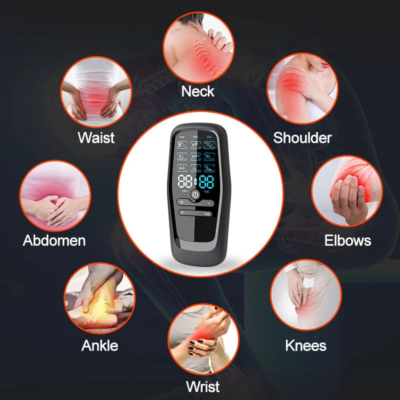 Electric TENS & EMS Muscle Stimulator | 6 Massage Modes, 19 Intensity Levels, USB Rechargeable Pain Relief Therapy for Back, Neck, Legs & Arms