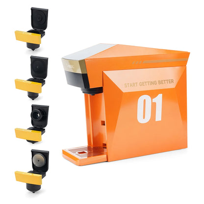 4-in-1 Capsule Coffee Machine – 19-Bar Espresso Maker, Fits Nespresso*, Dolce Gusto*, K-Cup* & Ground Coffee, Hot-Water Mode Orange