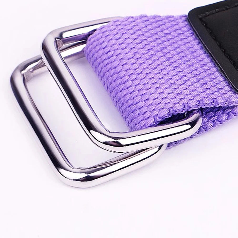 Adjustable Aerial Yoga Strap – Metal-Buckle Stretch Belt for Splits, Inversions & Backbends, Cotton-Blend, Pink/Green/Purple