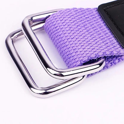 Adjustable Aerial Yoga Strap – Metal-Buckle Stretch Belt for Splits, Inversions & Backbends, Cotton-Blend, Pink/Green/Purple