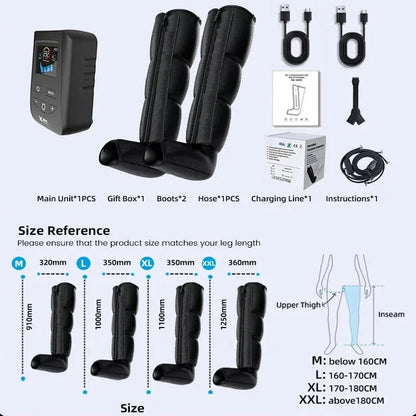 Air Compression Recovery Boots | 4 Chamber Pressotherapy Leg Massager, 240 mmHg Circulation Therapy System