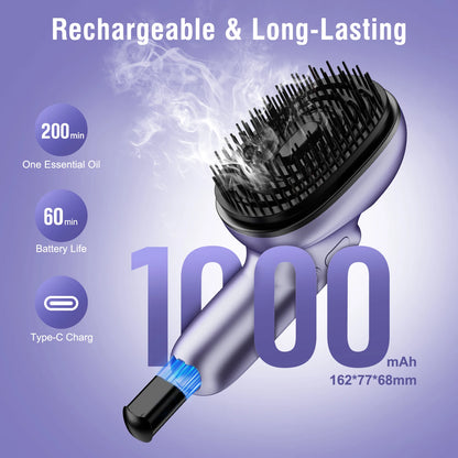 Electric Scalp Massager Brush | Essential Oil Atomizer, Vibration Head Massager, Cordless & Rechargeable, Anti-Frizz Hair Care
