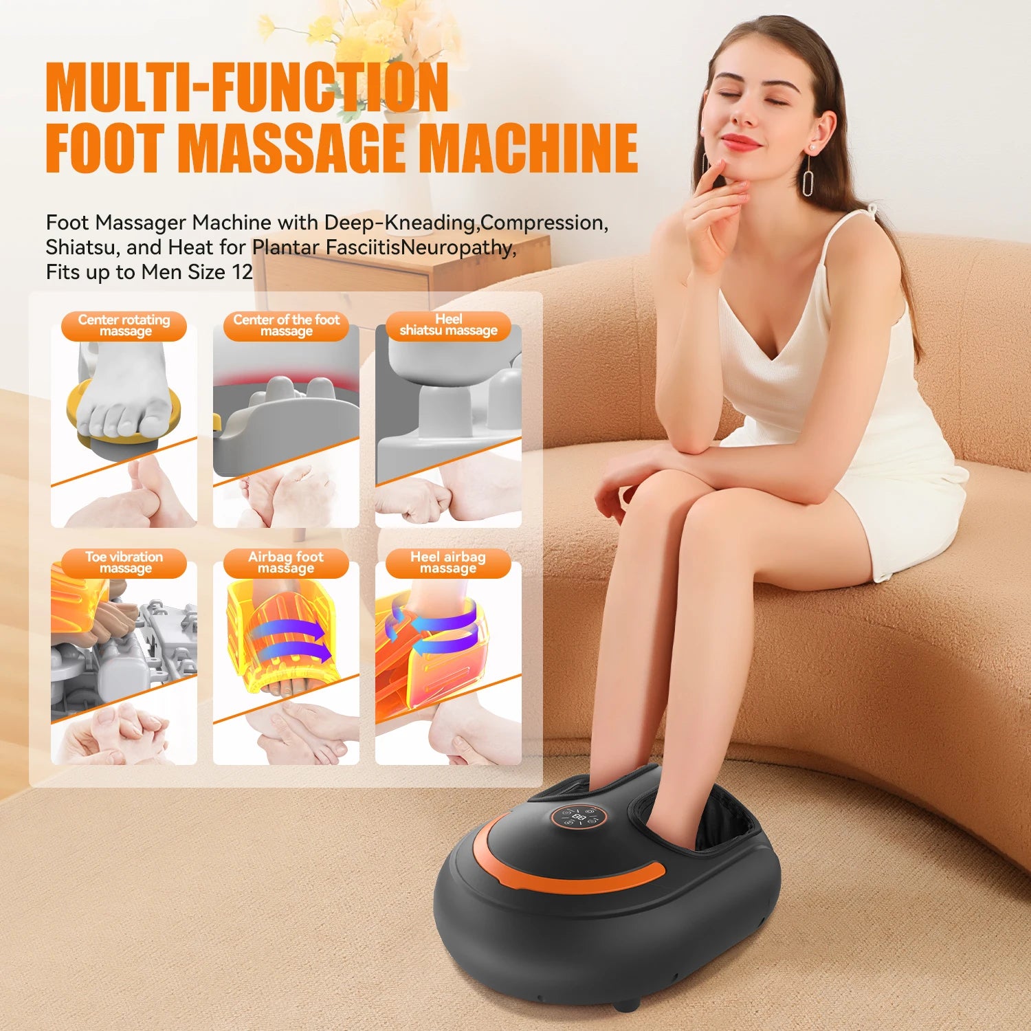 Foot Pain Recovery System | Shiatsu Foot Massager with Heat | Air Compression Foot Massage Machine with LCD & Remote