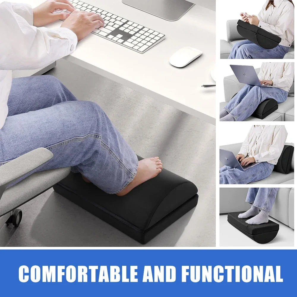 Ergonomic Memory Foam Foot Rest | Adjustable Under Desk Foot Stool for Posture & Comfort