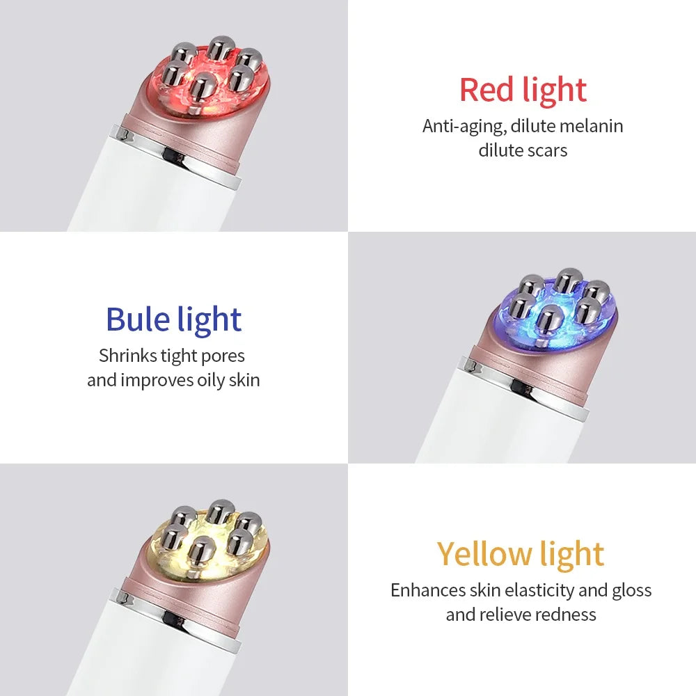 Heated EMS LED Eye Massager | Photon Therapy, Anti-Wrinkle, Eye Bag Remover, Face Lifting Wand – 3 Light Modes, Hot Compress