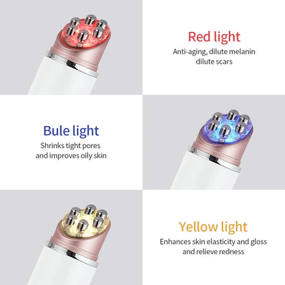 Heated EMS LED Eye Massager | Photon Therapy, Anti-Wrinkle, Eye Bag Remover, Face Lifting Wand – 3 Light Modes, Hot Compress