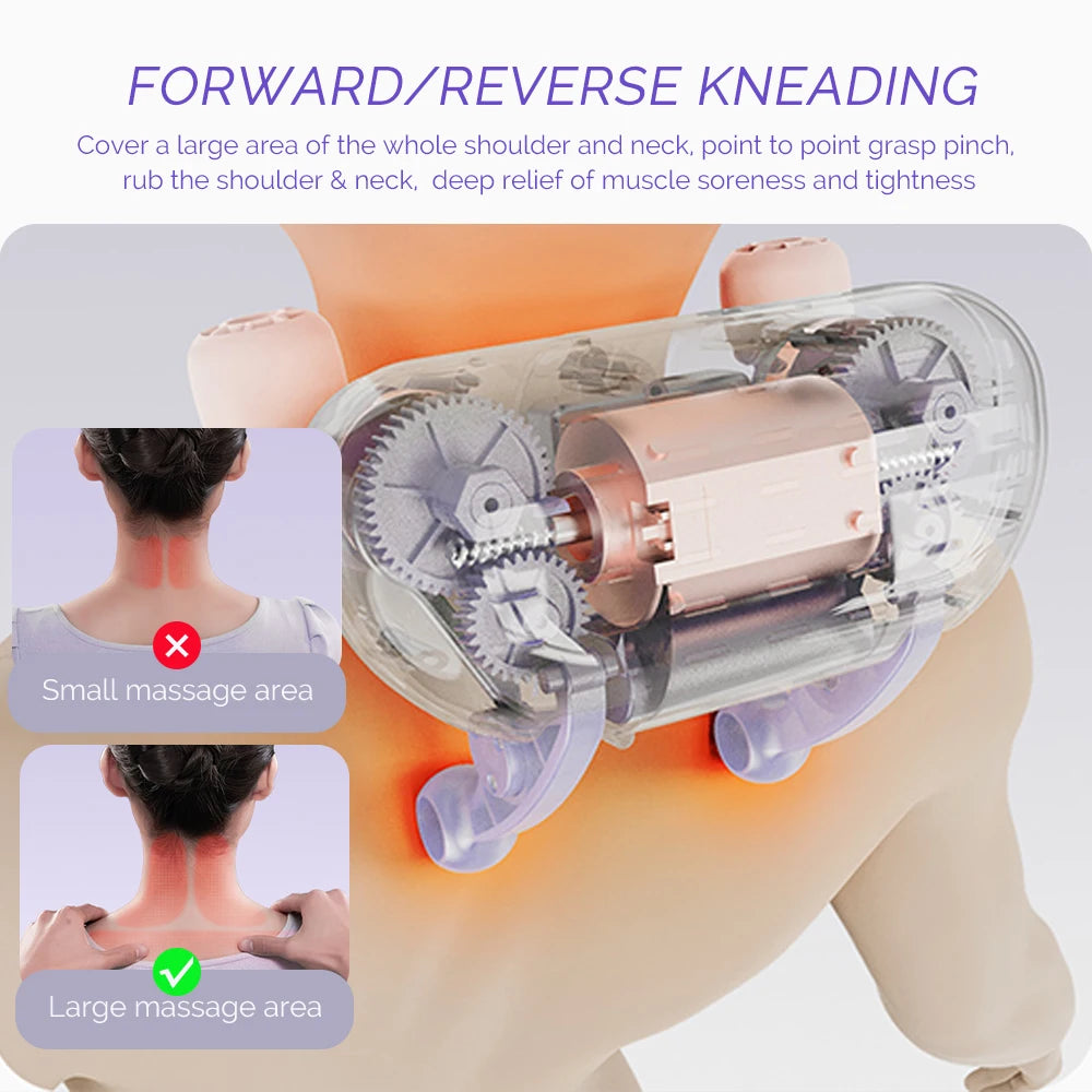 Neck and Shoulder Massager | Deep Kneading Massage Pillow with Heat | Ergonomic Back and Neck Massager
