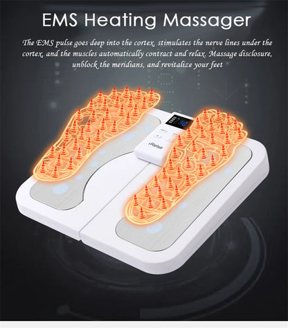 EMS Foot Massager for Circulation | TENS Electric Foot Pain Relief System with Heat & Muscle Stimulation