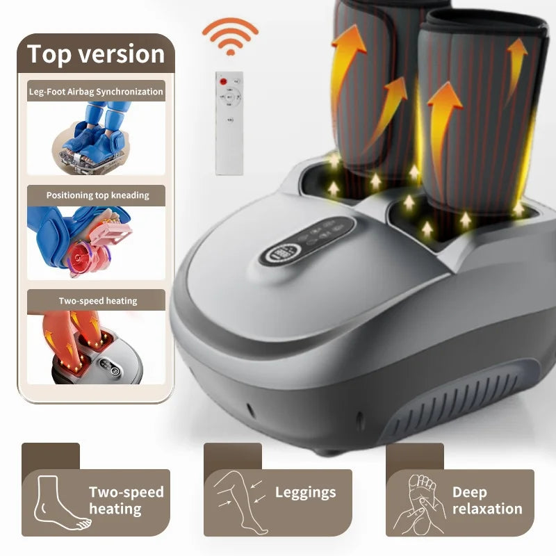 Foot and Calf Recovery System | Shiatsu Foot Massager with Heat | Air Compression Leg Massager Machine with LCD Display