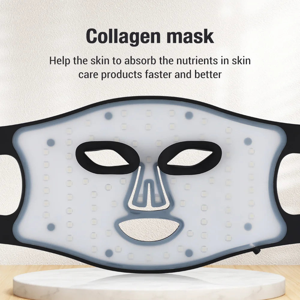 LED Light Therapy Face Mask | 72 Beads, Red, Blue & Infrared Light (660nm/460nm/850nm) | 4 Modes, Rechargeable, Silicone Skin Care Mask