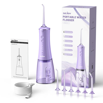 Cordless Water Flosser for Teeth 280ml | 4 Modes, 6 Jets, USB Rechargeable Oral Irrigator | Portable Dental Cleaner for Travel & Home Use Purple