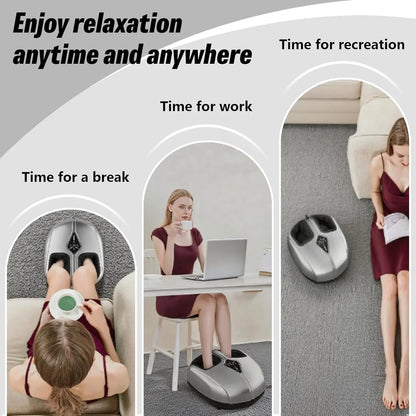 Shiatsu Foot Massager with Heat & Compression | Deep Kneading Foot & Calf Massager Machine, Airbag Pressure, Circulation Support