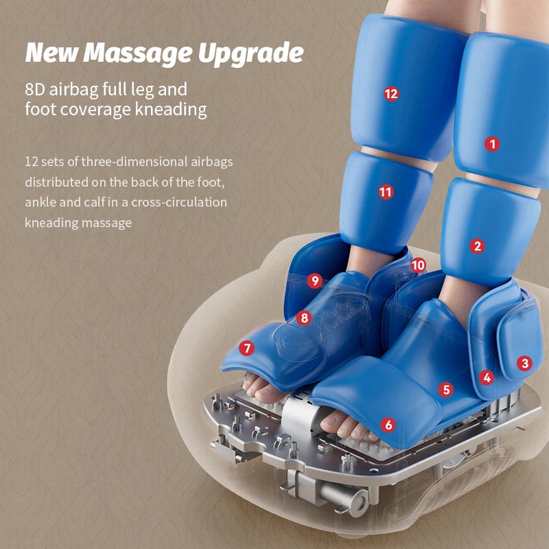 Foot and Calf Recovery System | Shiatsu Foot Massager with Heat | Air Compression Leg Massager Machine with LCD Display
