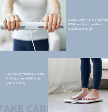Smart Body Composition Scale | 8-Electrode Body Fat Monitor with Hand Sensors, TFT Display, App Sync, 18 Metrics, Baby Mode