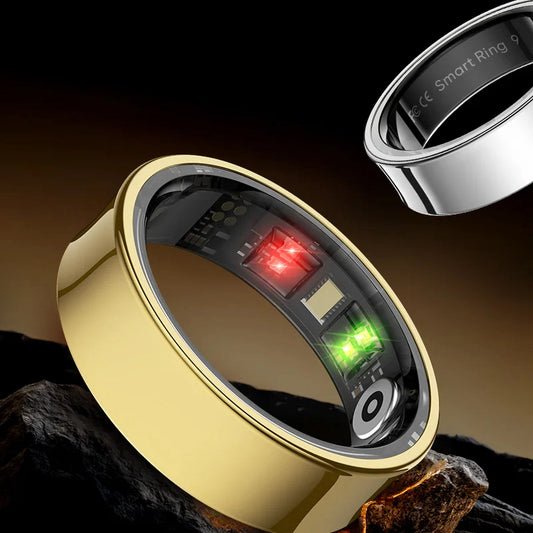 Smart Health Ring | Heart Rate & SpO₂ | Skin Temp | Sleep & Fitness Tracker | Waterproof Gold