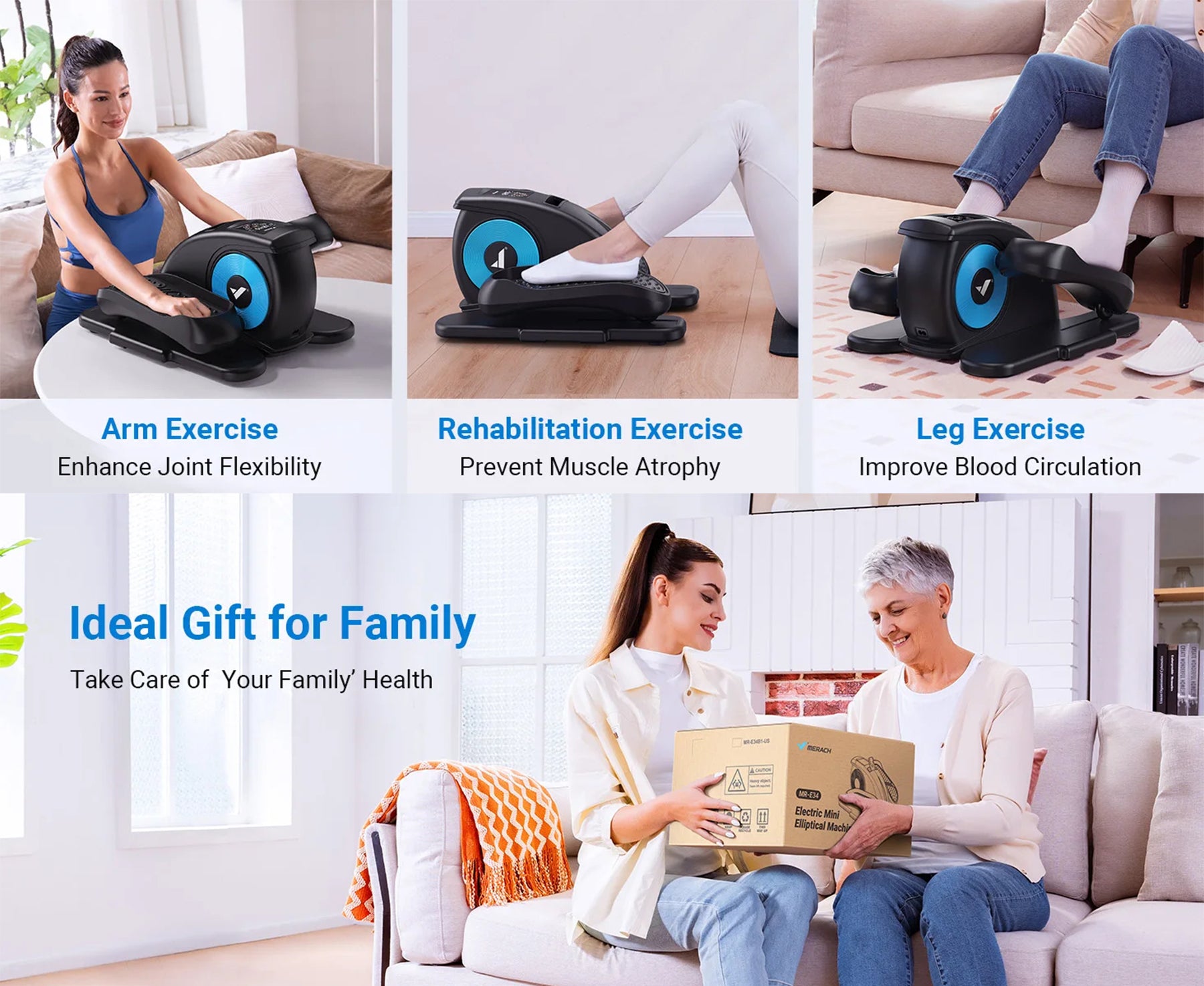 Electric Under Desk Elliptical | Plug-in with Remote | 12 Auto & Manual Speeds | LCD Display