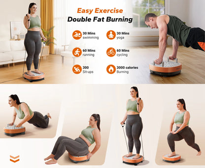 Whole-Body Vibration Plate | 99 Speeds + 9 Auto Modes | Foot Massage | 330 lb Capacity | Remote + Resistance Accessories