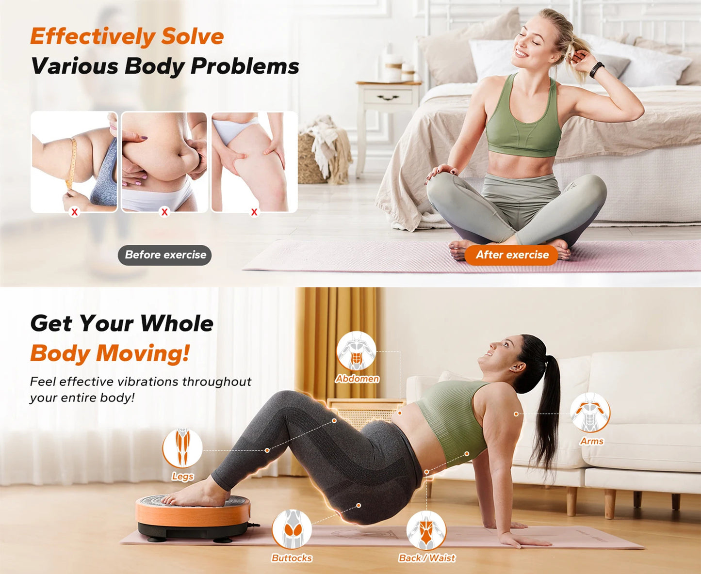 Whole-Body Vibration Plate | 99 Speeds + 9 Auto Modes | Foot Massage | 330 lb Capacity | Remote + Resistance Accessories