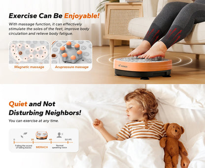 Whole-Body Vibration Plate | 99 Speeds + 9 Auto Modes | Foot Massage | 330 lb Capacity | Remote + Resistance Accessories