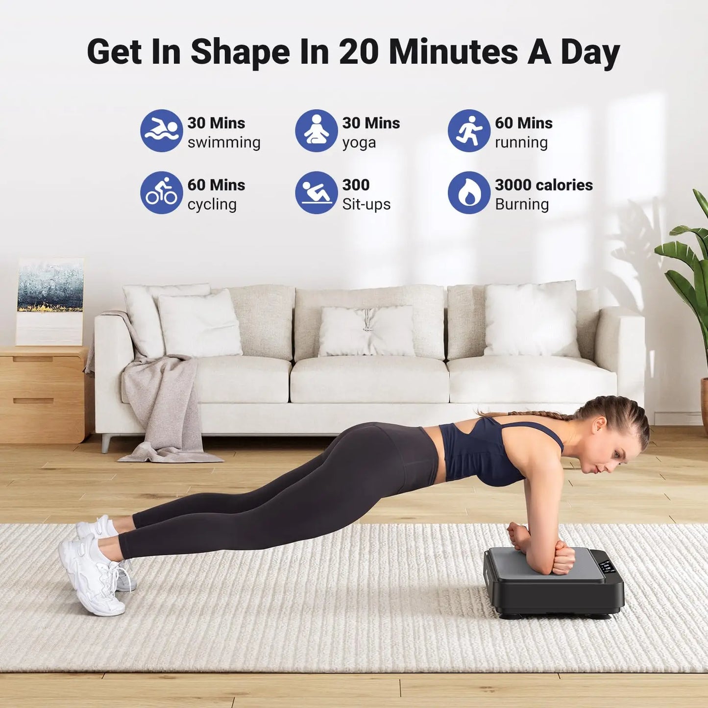 Vibration Plate Exercise Machine | Mini Full Body Vibration Platform for Fat Burning, Pain Relief & Sleep Support | 99 Speeds + Remote