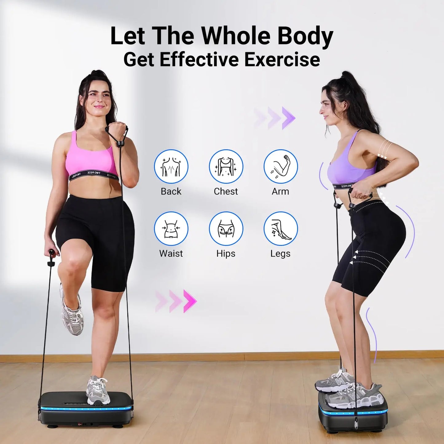 Vibration Plate Exercise Machine with Light | 99-Speed Full Body Workout Platform with Bluetooth & Lymphatic Drainage | 330lb Capacity