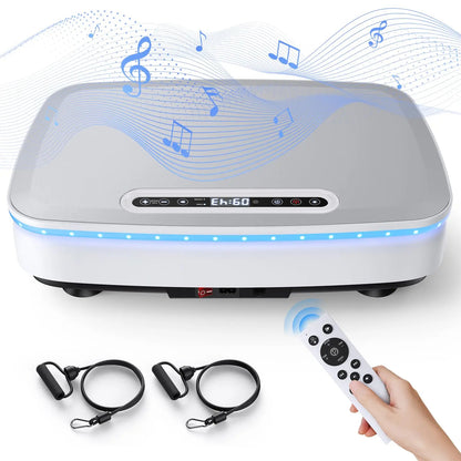 Vibration Plate Exercise Machine with Light | 99-Speed Full Body Workout Platform with Bluetooth & Lymphatic Drainage | 330lb Capacity White