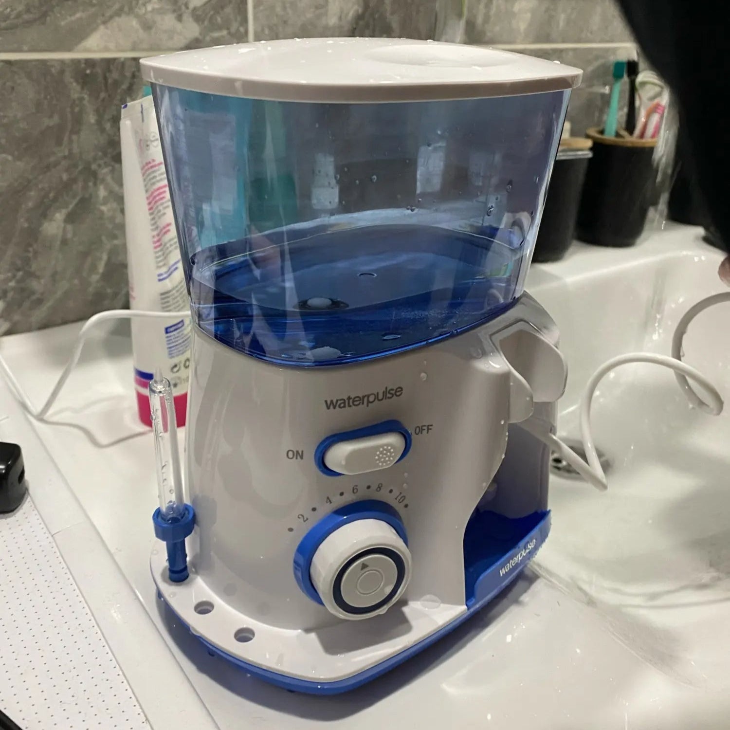 Waterpulse Electric Water Flosser | 800ML Large Tank, 10 Pressure Levels, 5 Tips | Professional Oral Irrigator
