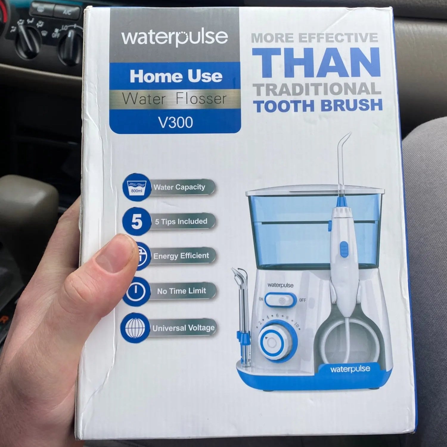 Waterpulse Electric Water Flosser | 800ML Large Tank, 10 Pressure Levels, 5 Tips | Professional Oral Irrigator