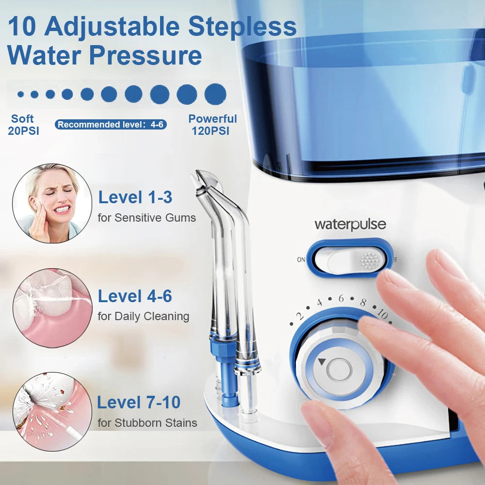 Professional Oral Irrigator | 1800 Pulses/min, 800ml Tank, 5 Tips & Adjustable Pressure | Electric Water Flosser for Braces, Implants & Gum Health