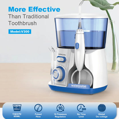 Professional Oral Irrigator | 1800 Pulses/min, 800ml Tank, 5 Tips & Adjustable Pressure | Electric Water Flosser for Braces, Implants & Gum Health