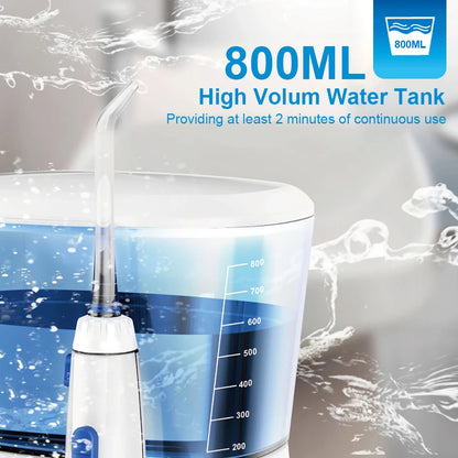 Professional Oral Irrigator | 1800 Pulses/min, 800ml Tank, 5 Tips & Adjustable Pressure | Electric Water Flosser for Braces, Implants & Gum Health