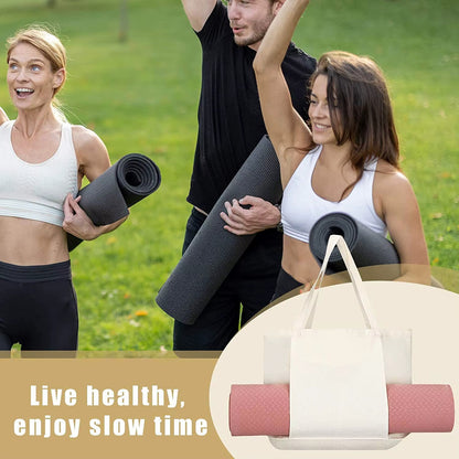 Canvas Yoga-Mat Tote Bag – Durable 14×15 in Carrier with Adjustable Strap & Bottle Pocket, Fits Standard 24 in Mats