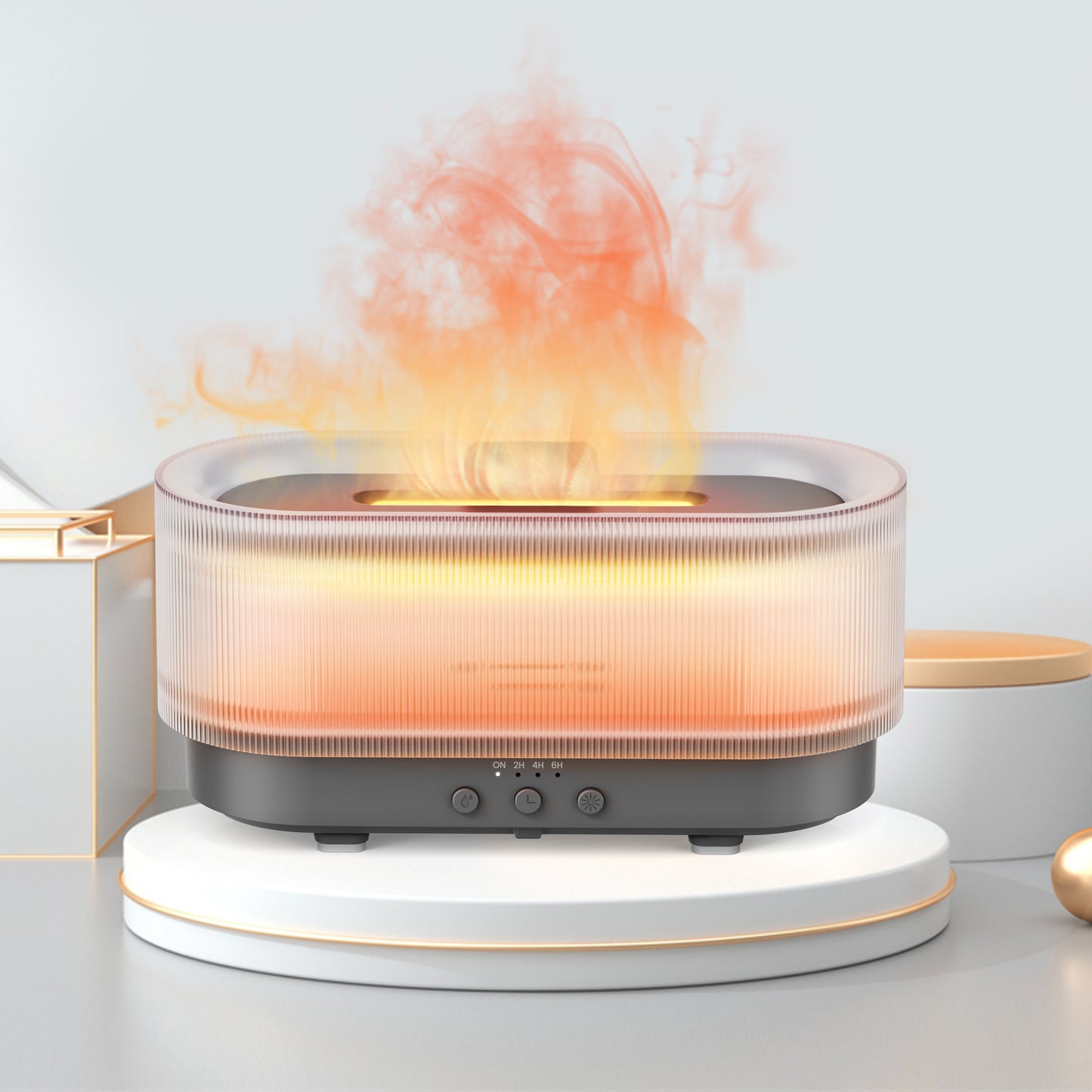Flame Effect Essential Oil Diffuser | 300ML Aroma Humidifier with LED Firelight & Auto Shut-Off | Quiet, Portable by vitaAsana