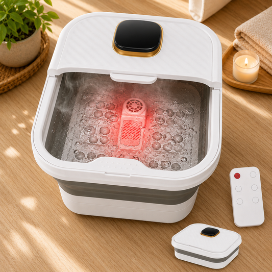 Foot Spa Massager with Heat & Motorized Rollers | Collapsible Heated Foot Bath with Temperature Control, Bubbles & Pedicure Kit